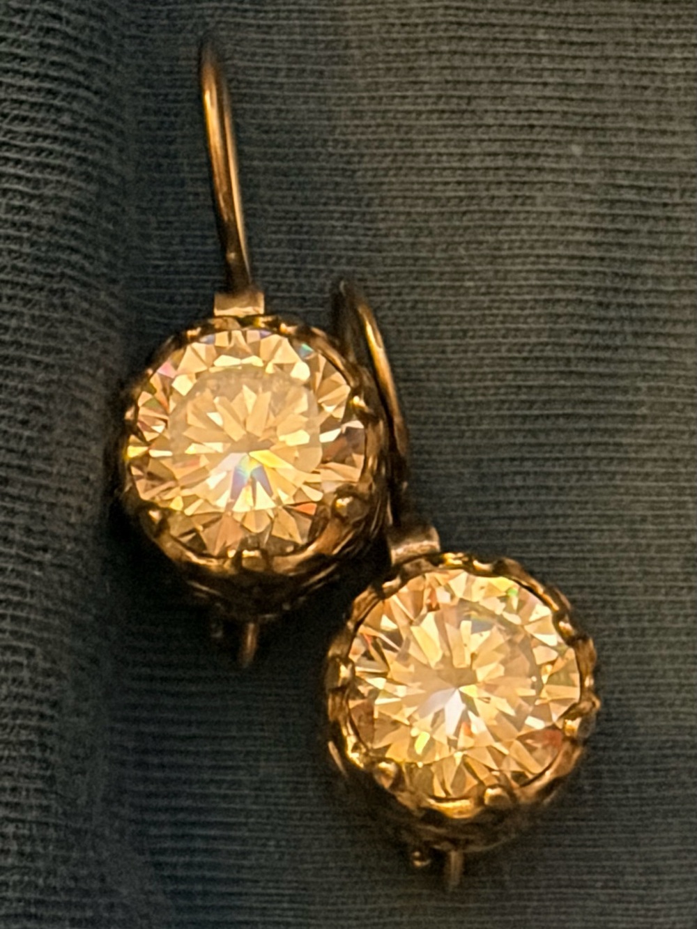 * Elegant Bezel Set Crystal Sterling Silver Drop Earrings *